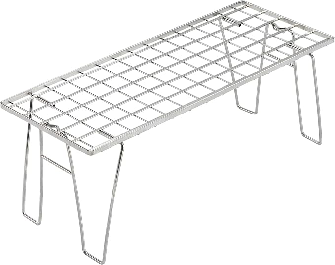 CAMPINGMOON Foldable Mesh Camping Rack Stackable Camp Storage Shelf Fire Pit Side Table Portable Outdoor Organizer Stainless Steel T-225A