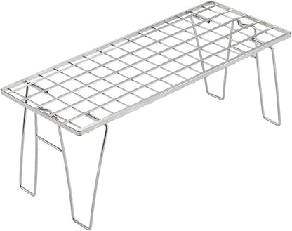 CAMPINGMOON Foldable Mesh Camping Rack Stackable Camp Storage Shelf Fire Pit Side Table Portable Outdoor Organizer Stainless Steel T-225A