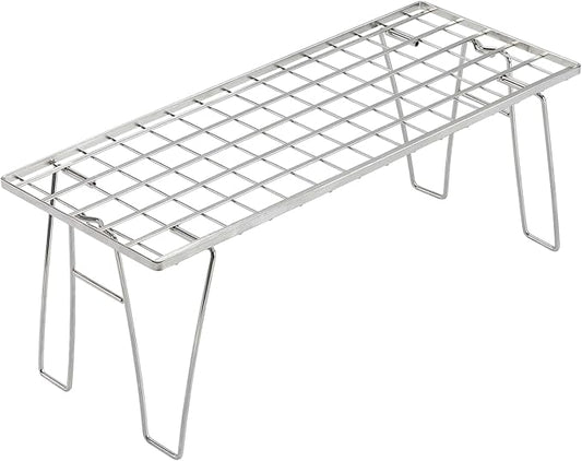 CAMPINGMOON Foldable Mesh Camping Rack Stackable Camp Storage Shelf Fire Pit Side Table Portable Outdoor Organizer Stainless Steel T-225A