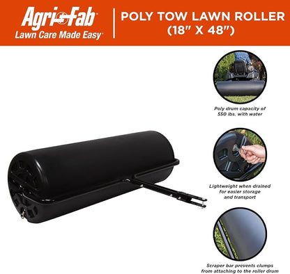 Agri-Fab 18 in x 48 in Tow Behind Poly Lawn Roller for Lawn and Garden Tractors, 550 lb Water Capacity, Made in USA