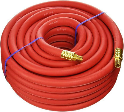 MILTON Strength Air Hose Reel w/Auto- Retractable Steel Dual Arm, 3/8" MNPT x 50 ft. Hybrid Rubber Hose & 1635 50 Foot EPDM 3/8" ID Rubber Air Hose