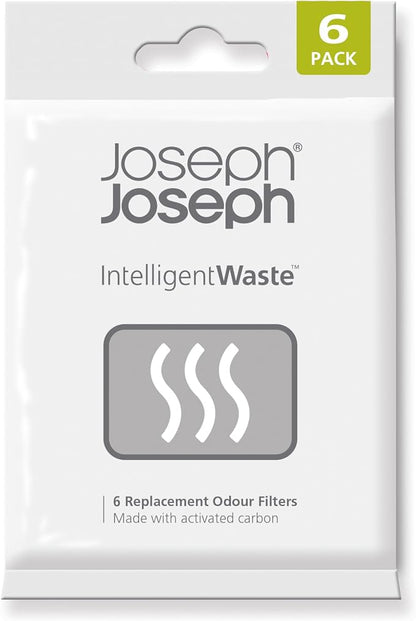 Joseph Joseph Trash Can Odor Filters, Smell Absorbing Refills for Food Waste Caddy, Compost Bin, Activated Carbon Deodorizer - Pack of 6