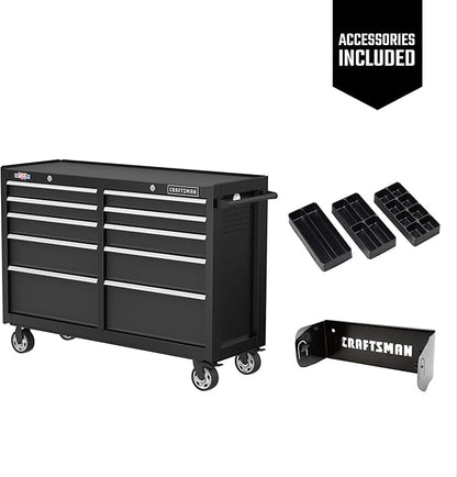 CRAFTSMAN S2000 52" Tool Chest, 10-Drawer Rolling Tool Storage Cabinet with Tray and Holder, Black (CMST352102BK)