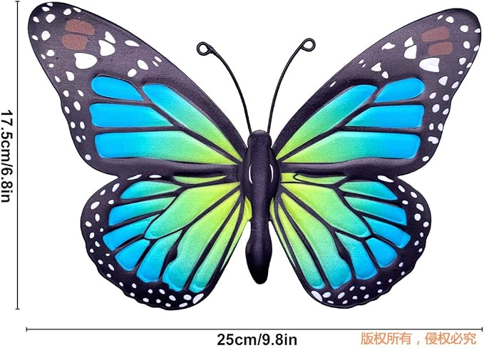 Metal Butterfly Wall Art - 4 Pack 9.8in Butterflies Wall Sculpture Hanging Decor for Outdoor and Indoor, Balcony Yard Patio Fence Garden Decorations