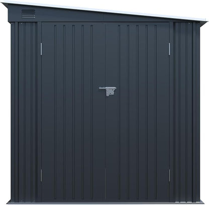 PVWIIK 6x8 FT Metal Motorcycle Outdoor Storage Shed, Heavy Duty Waterproof Steel Garden Tool Shed with Lockable Doors, Free PC Light Board for Tools, Bikes & Patio, Carbon Black