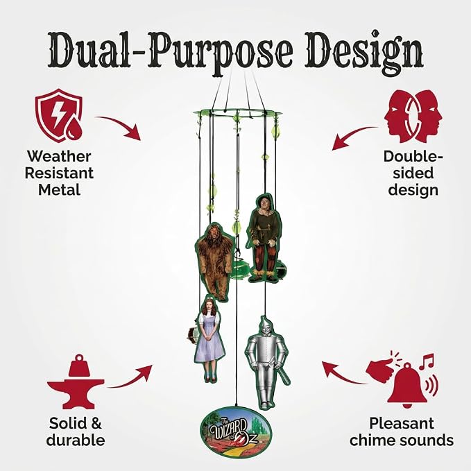 Spoontiques Wizard of Oz Wind Chime - Outdoor Garden Décor - Decorative Chimes for Yard, Garden, Backyard and Patio Decoration
