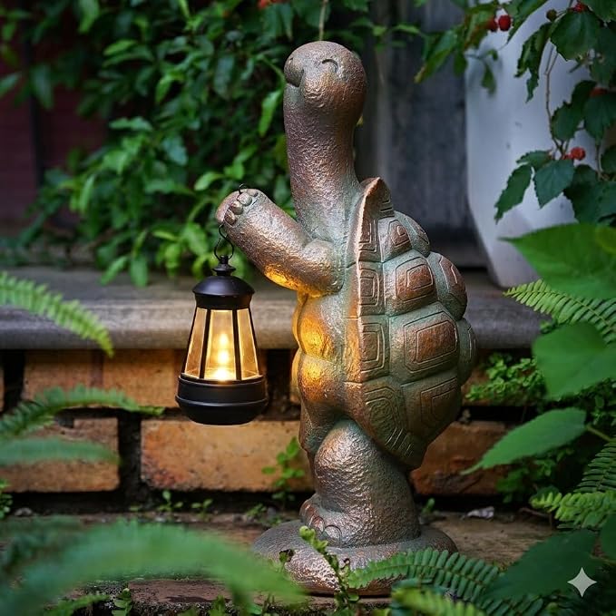 Solar Turtle Outdoor Large Garden Decor Statues 17in Tortoise Light Lantern for Yard,Patio,Balcony,Housewarming Birthday Gifts Mom Grandma Women