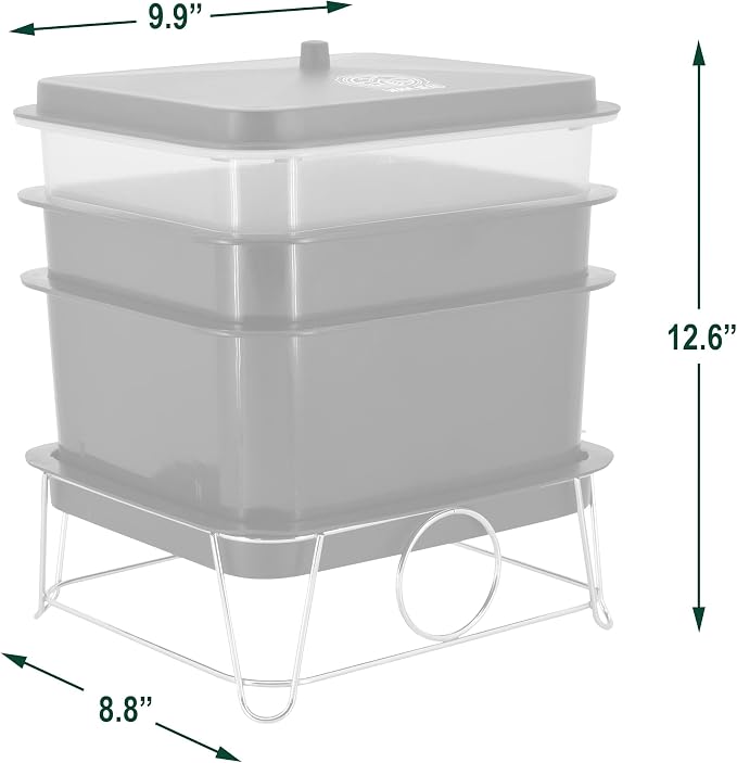Worm Nerd WN41 4-Tray Worm Composting Bin Kit with Coco Coir Brick for Recycling Food Waste, Worm Castings, Worm Tea, Vermiculture and Vermicomposting, Black