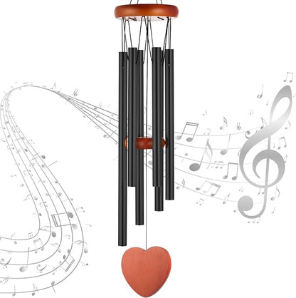 Wind Chimes for Outside – 25.5" Aluminum Windchimes Outdoors for Garden, Patio Decor, Memorial Gifts for Mom, Sympathy Gift for Loss of Loved One, Sister Gifts for Birthdays, Mother's Day(Black)