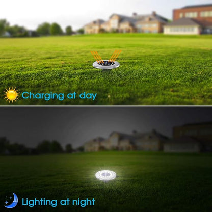 NFESOLAR Solar Ground Lights Outdoor with 16 LEDs Higher Brightness | IP65 Waterproof, Stainless Steel Shell, Auto ON/OFF, Wire-Free for Yard Garden Pathway - White 8 Pack