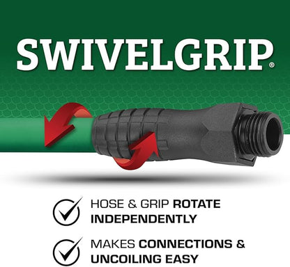 Flexzilla Colors SwivelGrip Garden Hose 5/8 in. x 50 ft., Lightweight All-Weather Water Hose, Durable and Flexible, Leak-Free Connections, Forest Green