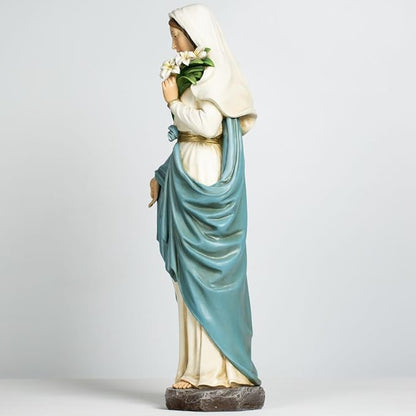 Grace4Joy Virgin Mary Garden Statue, 24 Inches Saint Mary Holding Lilies Outdoor Sculpture, Blessed Virgin Outdoor Statue for Home Yard Patio Lawn Hallway Decor