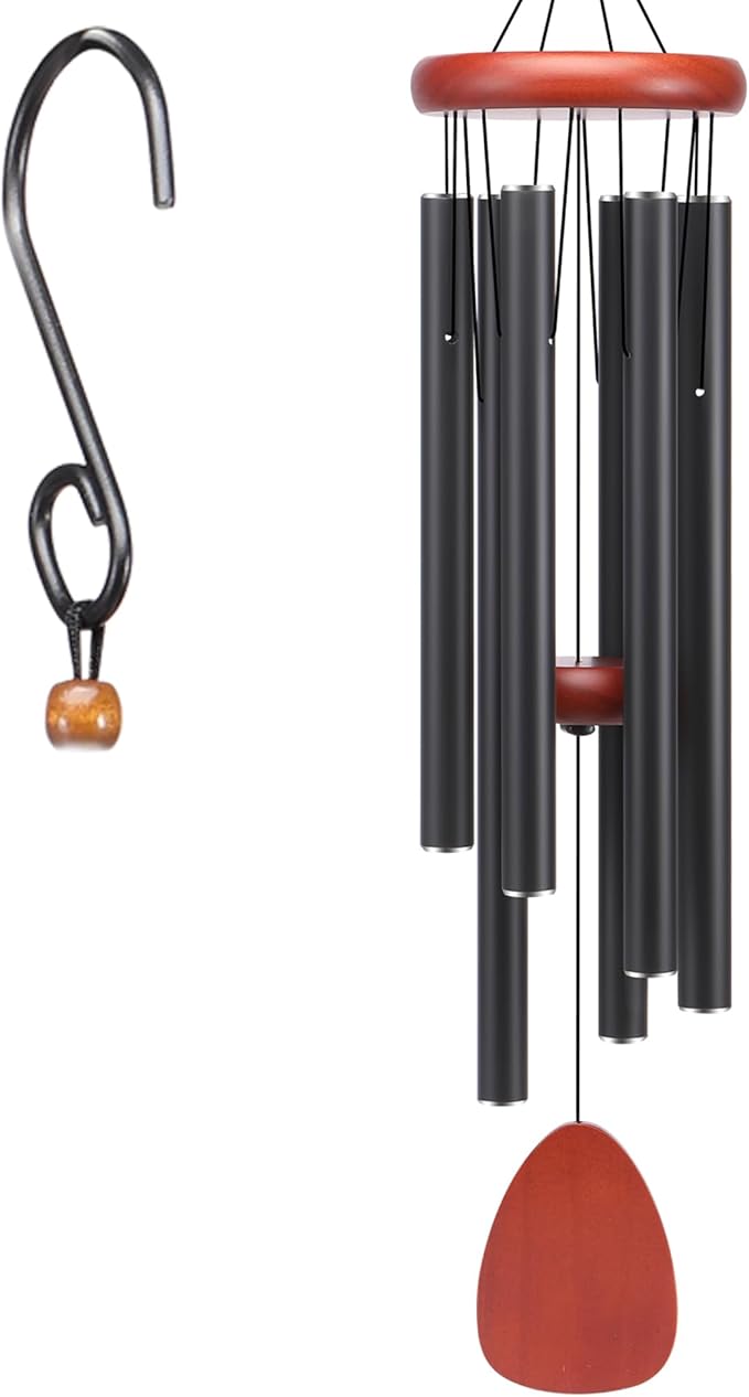 Large Aluminium Wind Chimes Soothing Melodic Classic Black Wind Chime 37" to Create a Zen Atmosphere. Sympathy/Memorial Gift, Indoor Outdoor Garden Patio Decoration