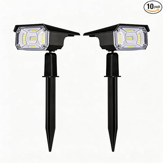 LEREKAM Solar Spot Lights, IP65 Waterproof 40 LEDs Landscape Spotlights, USB & Solar Powered Wall Lights, Dark Sensing Auto On/Off, 3 Modes Outdoor Solar Garden Lights for Yard Porch 2 Pack