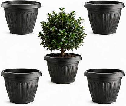 RooTrimmer 18 Inch Black Plant Pots,5 Pack Outdoor Flower Pots with Drainage Holes,Heavy Duty Large Planters for Garden,Patio,Porch
