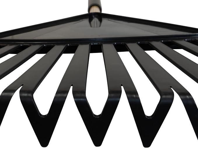 True Temper 20212010 Clog Free Leaf Rake with Hardwood/Steel Handle, 24 in. for Leaves, Grass, Clippings, Twigs, Pine Needles, Acorns, Debris, Black