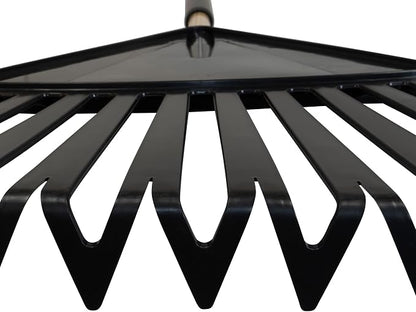 True Temper 20212010 Clog Free Leaf Rake with Hardwood/Steel Handle, 24 in. for Leaves, Grass, Clippings, Twigs, Pine Needles, Acorns, Debris, Black