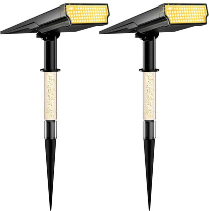 Solar Spot Lights Outdoor Waterproof IP65, 76 LED Solar Landscape Lights with Dual Lighting Design, Auto On/Off Solar Powered Outdoor Lights for Yard, Garden, Pathway, Warm White- 2 Pack
