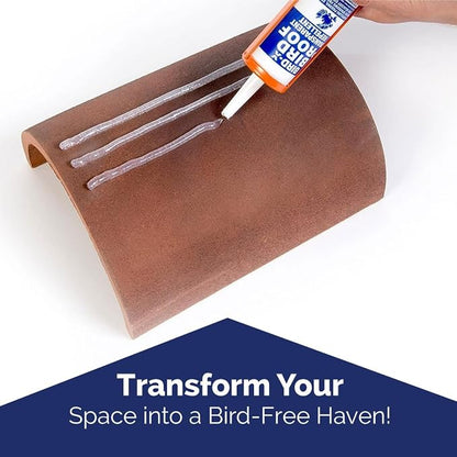 Bird-X Bird Repellent Gel, Sticky Texture, Clear, 10 Fl. Oz., Pack of 1 | For Ledges and Windowsills, Low-Profile, Discreet, Applies with Caulk Gun, Each Tube Covers 10 Feet Pigeons