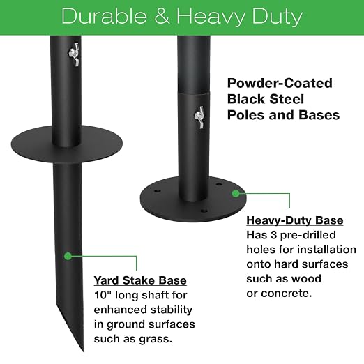 EXCELLO GLOBAL PRODUCTS Bistro String Light Poles - 4 Pack - Extends to 10 Feet - Universal Mounting Options Included with 100 ft. of G40 LED Lights (100 Lights)