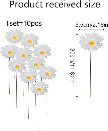 Garden Stakes Decor,10Pcs Garden Stakes Decorative Outdoor Lawn Pathway Patio Plant Pot Art Stick Yard Art Decorations for Pot Lawn Patio Corridor Flower Bed Outdoor Plant (Sunflower 10PCS)