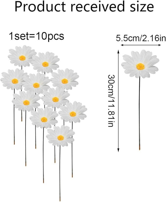 Garden Stakes Decor,10Pcs Garden Stakes Decorative Outdoor Lawn Pathway Patio Plant Pot Art Stick Yard Art Decorations for Pot Lawn Patio Corridor Flower Bed Outdoor Plant (Sunflower 10PCS)