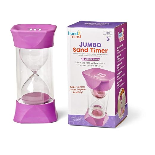 hand2mind Jumbo 10 Minute Sand Timer, Large Hourglass, Shower Timer for Kids, Sand Clock, Toddler Visual Countdown for Classroom, Game and Calm Down Corner Supplies (Set of 1)