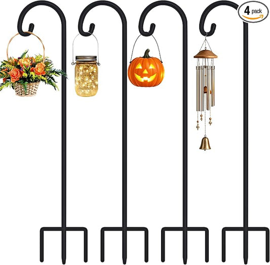 FEED GARDEN 48 Inch Small Shepherd Hooks for Outdoor, Garden Hook for Lanterns, Sheperd Hooks for Hanging Plants, Bird Feeders, Solar Lights, Mason Jars, Weddings Decor, 4 Pack