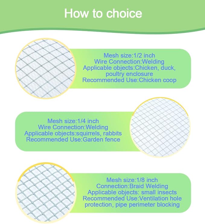 Hardware Cloth 8in x 10ft 1/8 Inch 27 Gauge, Hot-Dipped Galvanized Welded Wire Mesh, Low Carbon Steel, Animal Cage Wire Netting, Garden Wire Mesh