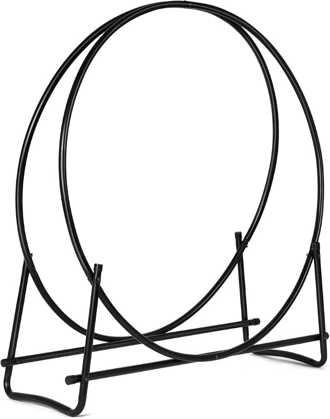 Casart Firewood Log Rack Hoop Tubular Steel Wood Storage Holder for Indoor & Outdoor (40 Inch)