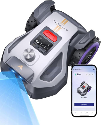 ANTHBOT M9PRO Robot Lawn Mower 1/4 Acre, LIDAR+Dual Vision+Full-Band RTK Robotic Lawnmower, No Perimeter Wire, App Control Obstacle Avoidance, 45% Slope, Cutting Height, Multi-Zone Mapping