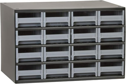 Akro-Mils Steel Garage Storage Cabinet, Small Parts Organizer Metal Cabinet for Hardware, Nails, Screws, Bolts, Nuts, and More, 17" W x 11" D x 11" H, 16-Drawer, Gray Cabinet/Gray Drawers (19416)