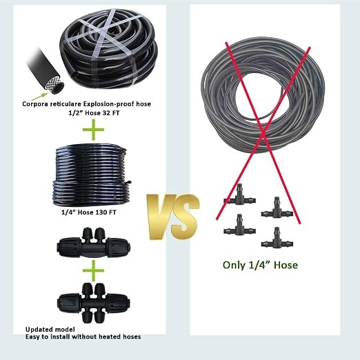 Drip Irrigation System for Garden with Water Timer Main ID 1/2inch 32Ft and 1/4inch 131Ft Water Hose, 2-Zone Automatic Watering System Sufficient Water Irrigation Dripper Waterflow Evenly Easy DIY