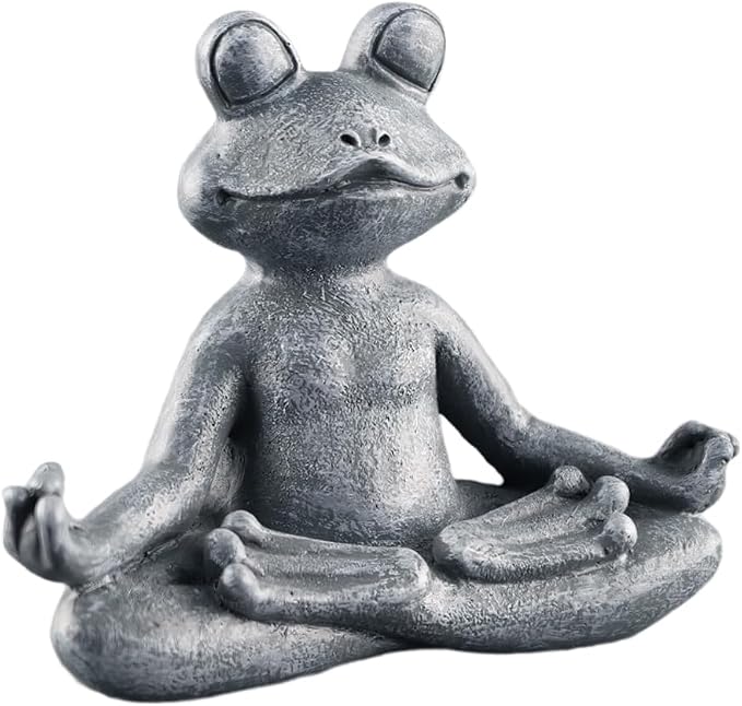 Meditating Frog Statue Buddha, Zen Frog, Zen Garden Frog Figurines for Home and Garden Decor, Frog Decorations Gift Ideas for Desk Office Bedroom Outdoor Yard Lawn (Frog)
