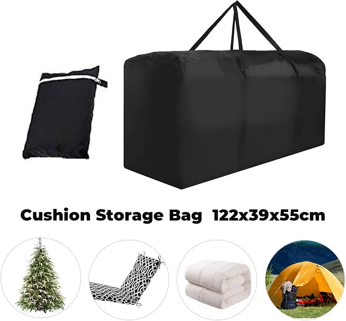 Outdoor Cushion Storage Bag Waterproof Extra Large Protective Zippered Patio Cushion Storage Bags Furniture Storage Bag with Handles, 48 Inches L x 15 Inches W x 22 Inches H 1 Pack