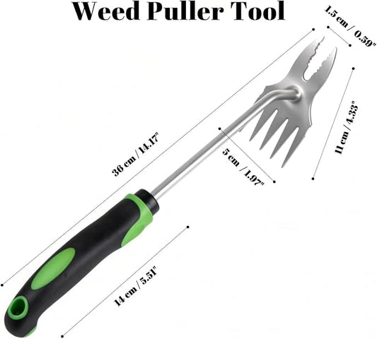 Weed Puller Tool, 5-Claw & Crab Claw 2-in-1 Heavy Duty Weed Remover, Ergonomic Long Handle Manual Weeding Tool for Dandelion, Crabgrass, Patio, Lawn & Garden