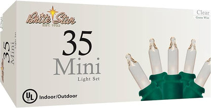 Brite Star 35 Lt Straight Line Lights, Clear, Green Wire