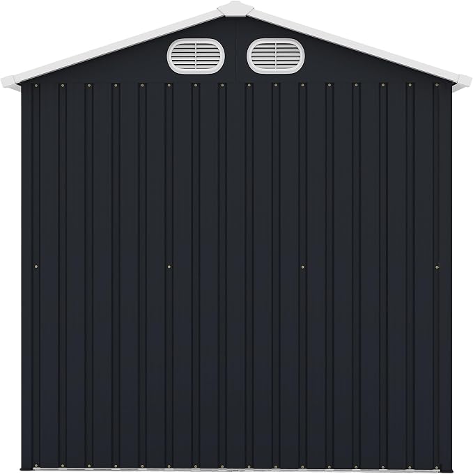YOPTO 8x6 FT Outdoor Storage Shed, Metal Tool Shed with Window, Lockable Doors & Air Vents, for Backyard Garden Patio,Lawn,Dark Gray