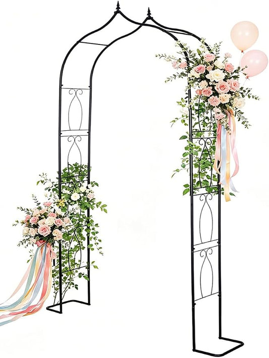 Metal Garden Arbors 93" Thickened Arch Trellis for Climbing Plants | Outdoor Arbor with Base Rustproof Metal Frame Trellises Yard Entrance Wedding Arched Backdrop Stand Party Event Decoration
