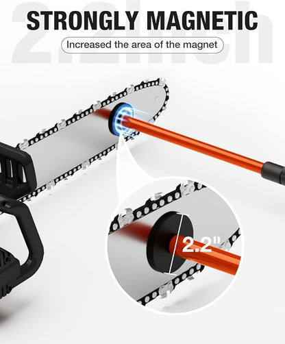 Strong Magnetic Firewood Measuring Tool, Used for Fast Measure Firewood Length, Firewood Gauge Freely Adjust from 16'' to 29'', One Step Installation, High Vis Orange, Attach to Any Chainsaw