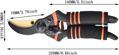 Ultra Sharp Titanium Steel Pruning Shears, Cuts 3X Easier, Rust-Resistant, Effortlessly 1-Inch Cut Capacity Garden Scissors, Ergonomic Handle