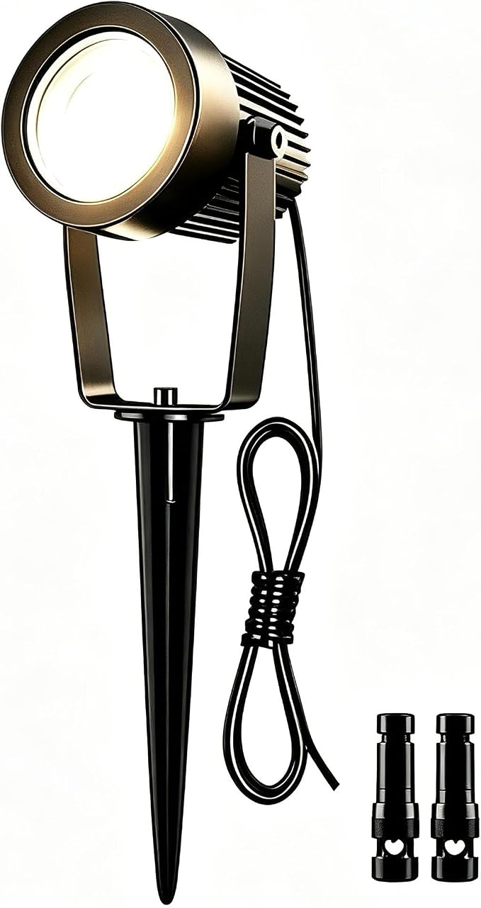 Low Voltage Landscape Spotlight, 12V LED Outdoor Spot Lights, Landscape Lighting Wired for Yard Path Garden Tree, 10W Aluminum Up Lighting with Connectors, IP66 Waterproof & 4000K, 1 Pack