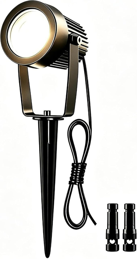 Low Voltage Landscape Spotlight, 12V LED Outdoor Spot Lights, Landscape Lighting Wired for Yard Path Garden Tree, 10W Aluminum Up Lighting with Connectors, IP66 Waterproof & 4000K, 1 Pack