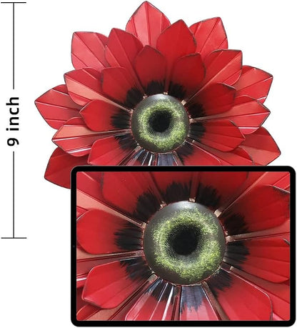 hogardeck Metal Flower Wall Decor - 3 Pcs Outdoor Wall Art Backyard Decorations Spring Decor Hanging for Kitchen, Living Room, Bathroom