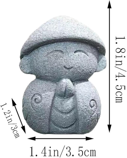 livelyfish Japanese Monk Statue Praying Zen Sandstone Mini Buddha Statues Asian Garden Sculptures for Wealth Good Luck Feng Shui Home Decor, G