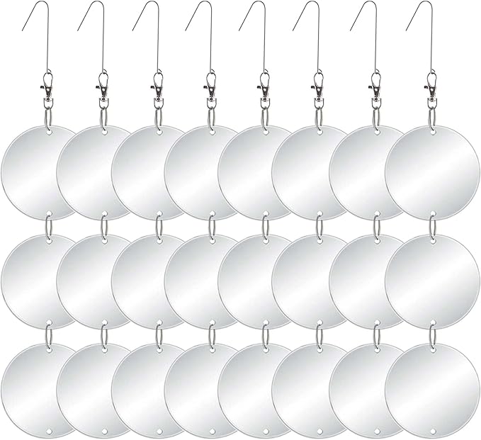 Chephon Upgraded Bird Scare Discs Set - Large 24 Discs - Highly Reflective Double-Sided Bird Reflectors Scare Devices - Better to Keep Most Birds Away Like Woodpecker and Pigeon