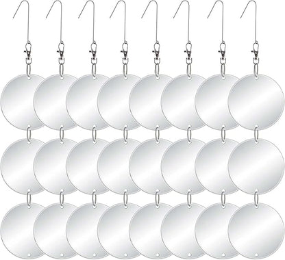 Chephon Upgraded Bird Scare Discs Set - Large 24 Discs - Highly Reflective Double-Sided Bird Reflectors Scare Devices - Better to Keep Most Birds Away Like Woodpecker and Pigeon