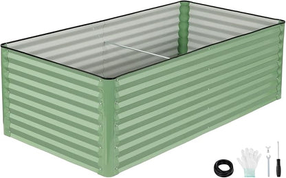6x3x2 Ft Galvanized Steel Raised Garden Bed, Green, 1 Pack | Patented Leak-Proof, Planter Box, Metal Construction, For Veggies, Herbs & Flowers