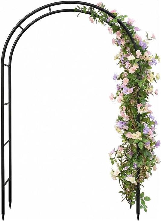 Garden Arch Galvanized Metal Rust-Proof Heavy Duty for Climbing Vines Roses | 7.6ft H x 4.6ft W Upgrade Garden Arbor for Plants, Flowers, Clematis, Jasmine, Party Decor for Wedding, Halloween, Christmas