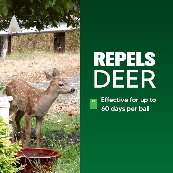 LAQDECDV Deer Repellent, Rabbit Repellent Outdoor, Deer Deterren for Yard & Garden, Bunny Repellent Balls, Keep Deer, Elk, Moose Away from Plant/Tree, Deer & Rabbit Repellant, 90 Days Protection-8P
